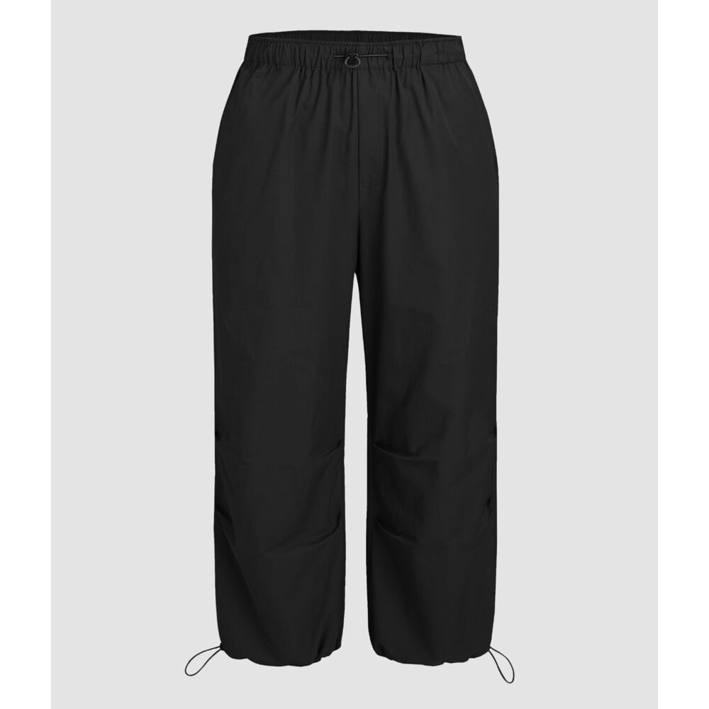 Cider Solid Drawstring Mid Waist Parachute Pants